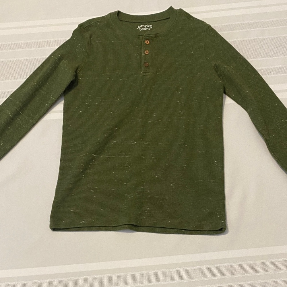 Boys Jumping Beans Olive Long Sleeve Henley